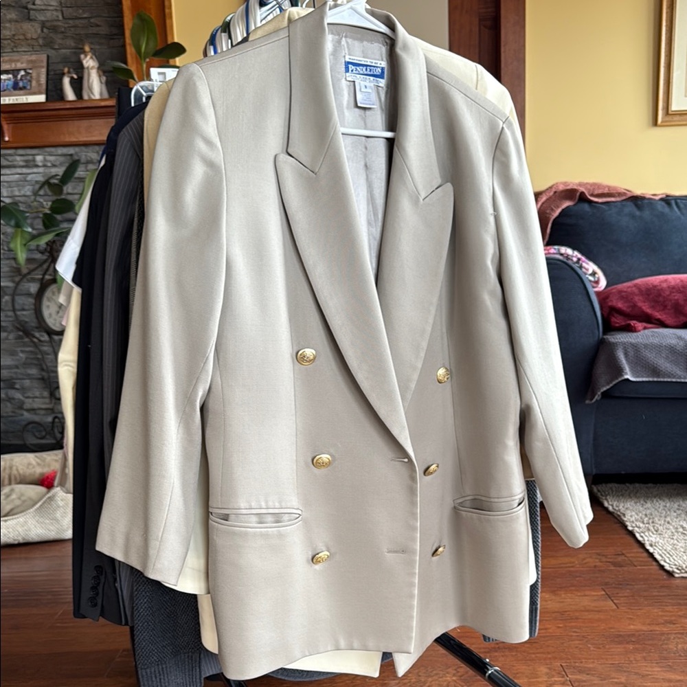 Pendleton Beige Blazer with Gold Buttons